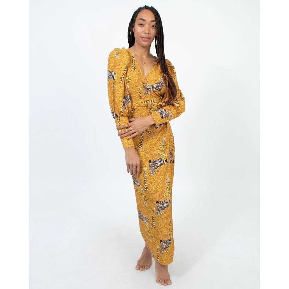 Rhode Aspen serengetti animal print maxi wrap dress size S
